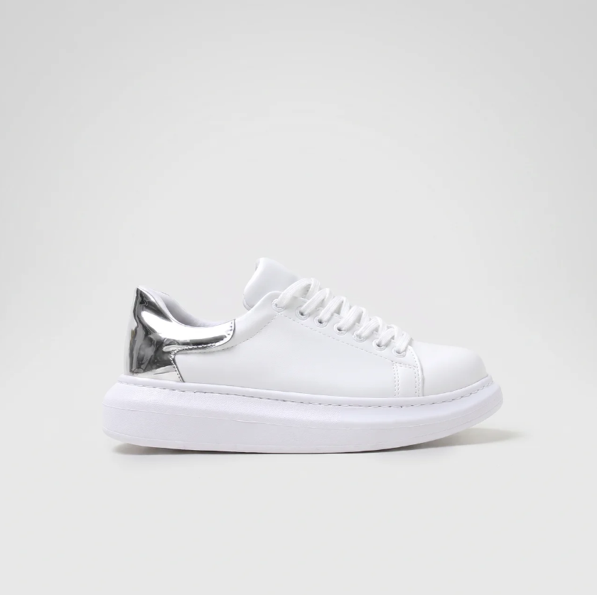 Silver FANTASIA TOUCH sneakers by Shopify featuring sleek design and comfortable fit, perfect for casual wear.