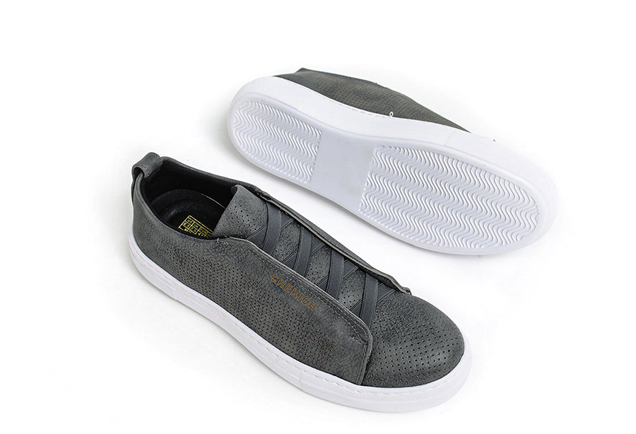 Shopify ZEN Grey sneakers with sleek design, featuring grey fabric and white soles, perfect for casual and athletic wear.