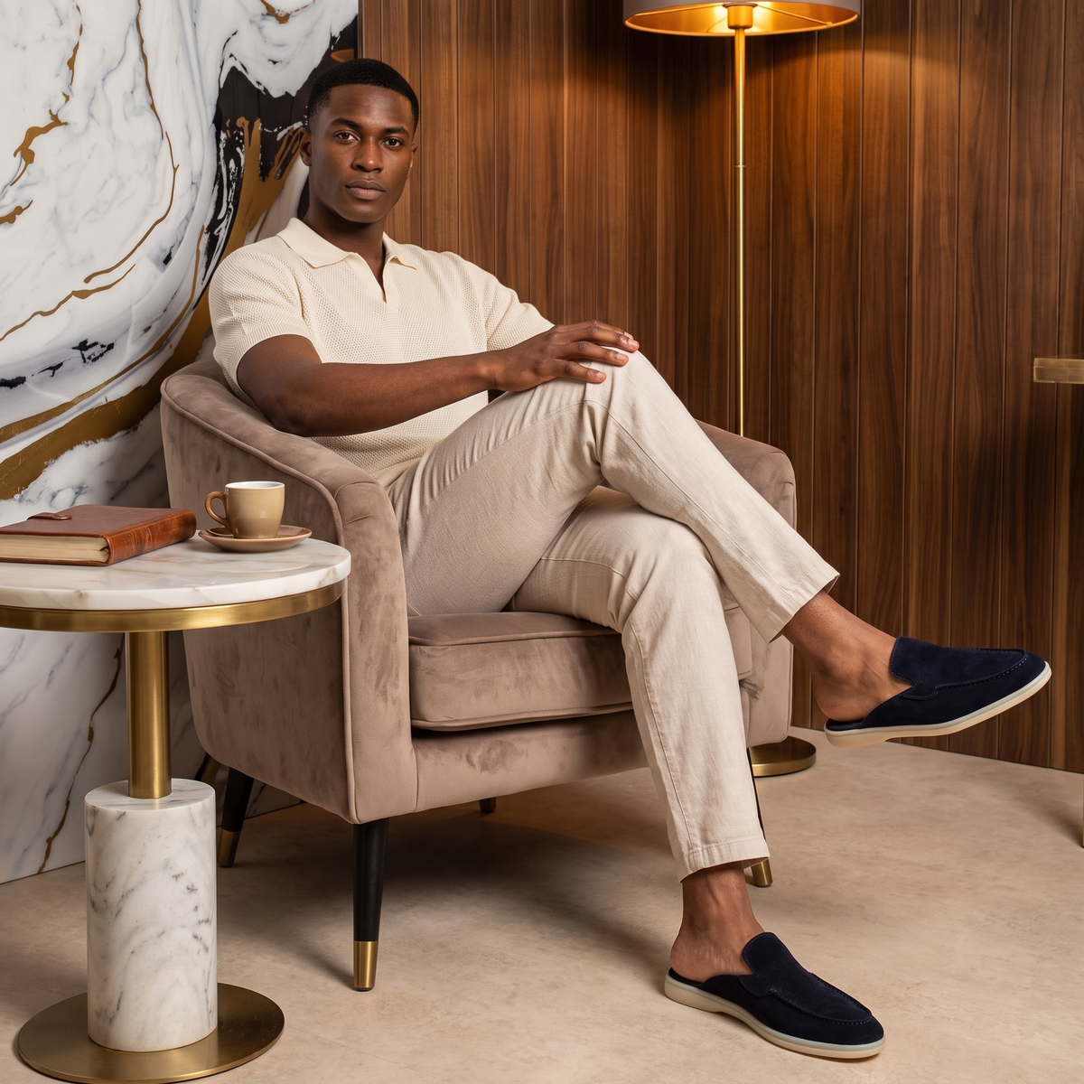 Chekich South Africa Clifton Mule in navy with pointed toe and low block heel, stylish slip-on footwear for women.