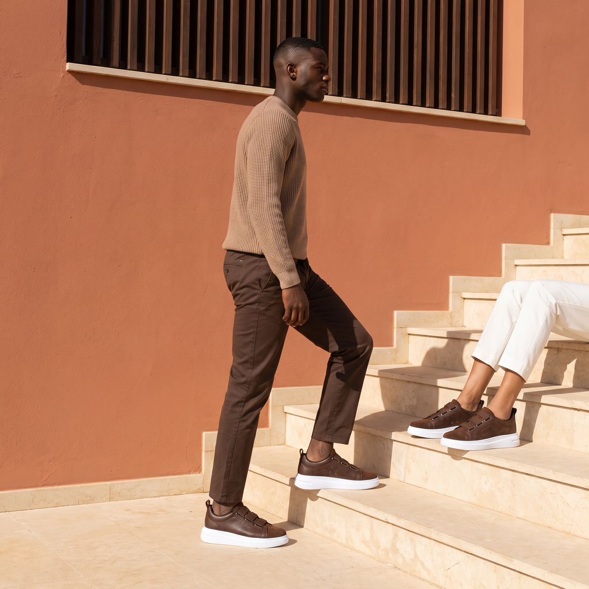 Brown NONE V2 sneakers by Chekich South Africa featuring stylish design and comfortable fit, displayed on a plain background.