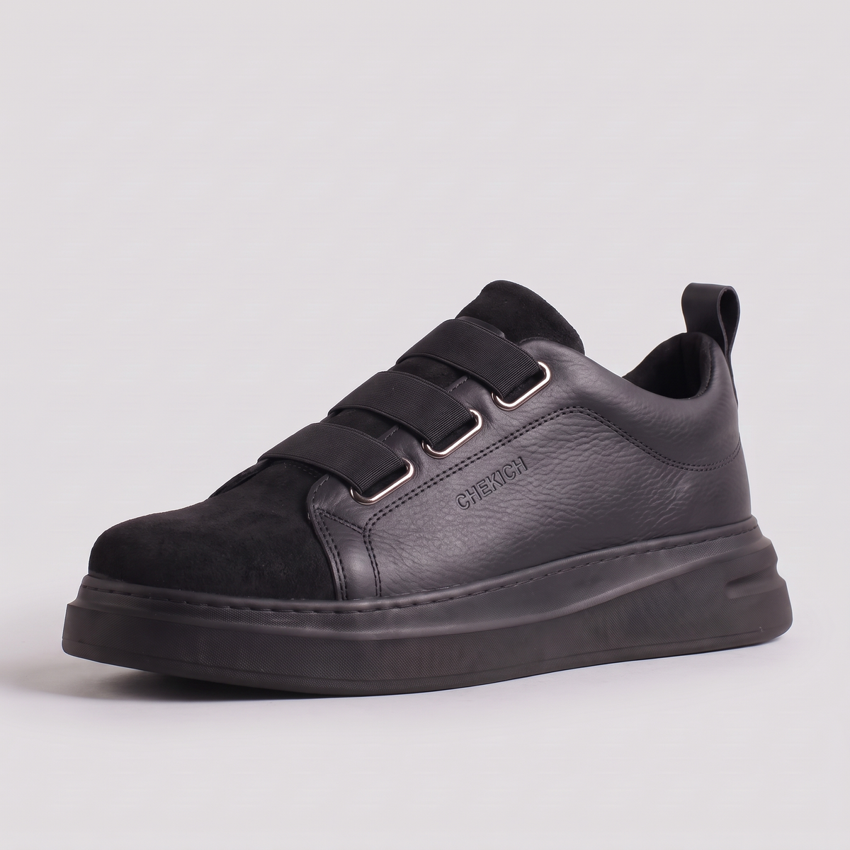 Black sneakers from Chekich South Africa's NONE V2 All Black collection, featuring sleek design and comfortable fit.
