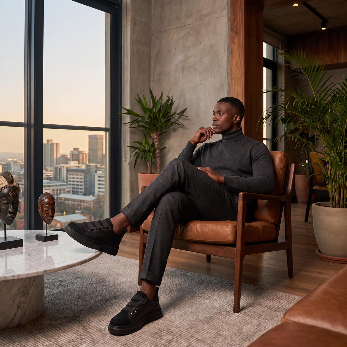 All Black NONE V2 sneakers by Chekich South Africa featuring sleek black design and modern athletic style.