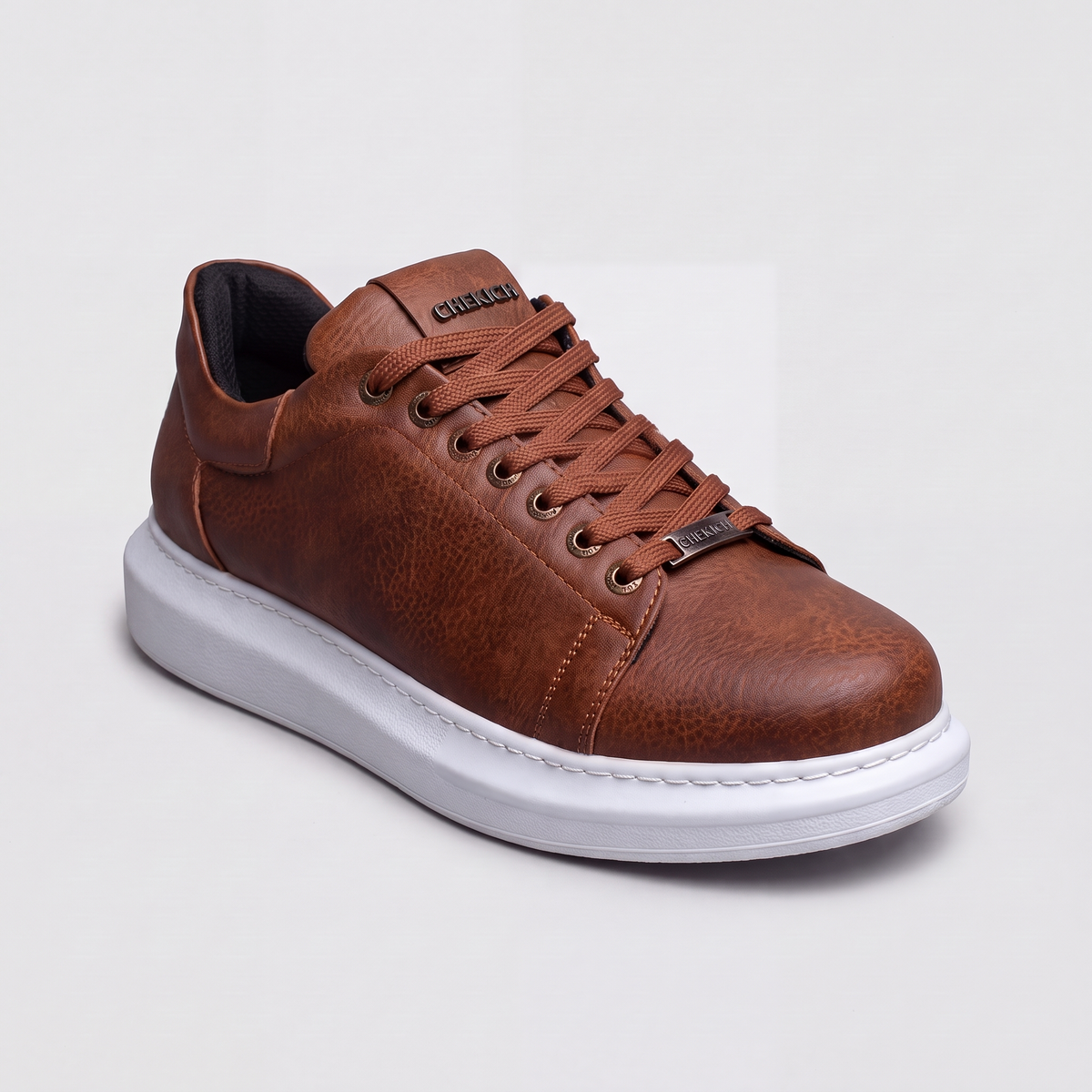 Chekich FANTASIA V2 Brown White – vegan leather low-top platform sneaker (2/7)