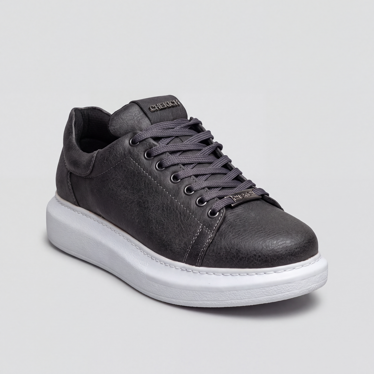 Chekich FANTASIA V2 Grey White – vegan leather low-top platform sneaker (3/7)
