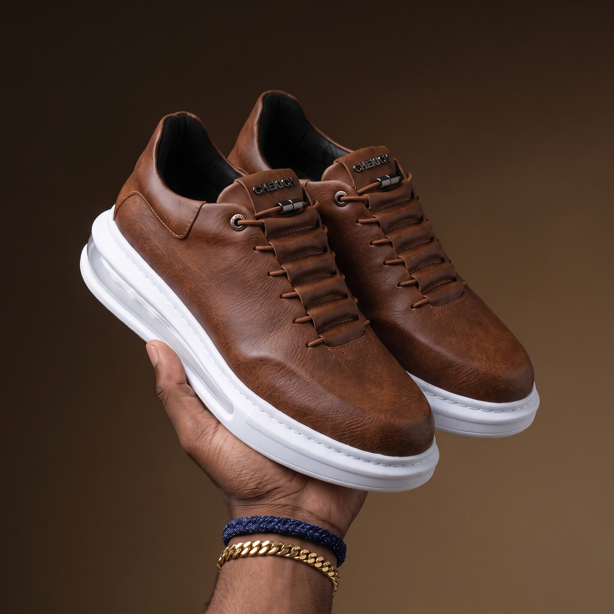 Chekich AVAX Brown White – vegan leather sneaker (5/7)
