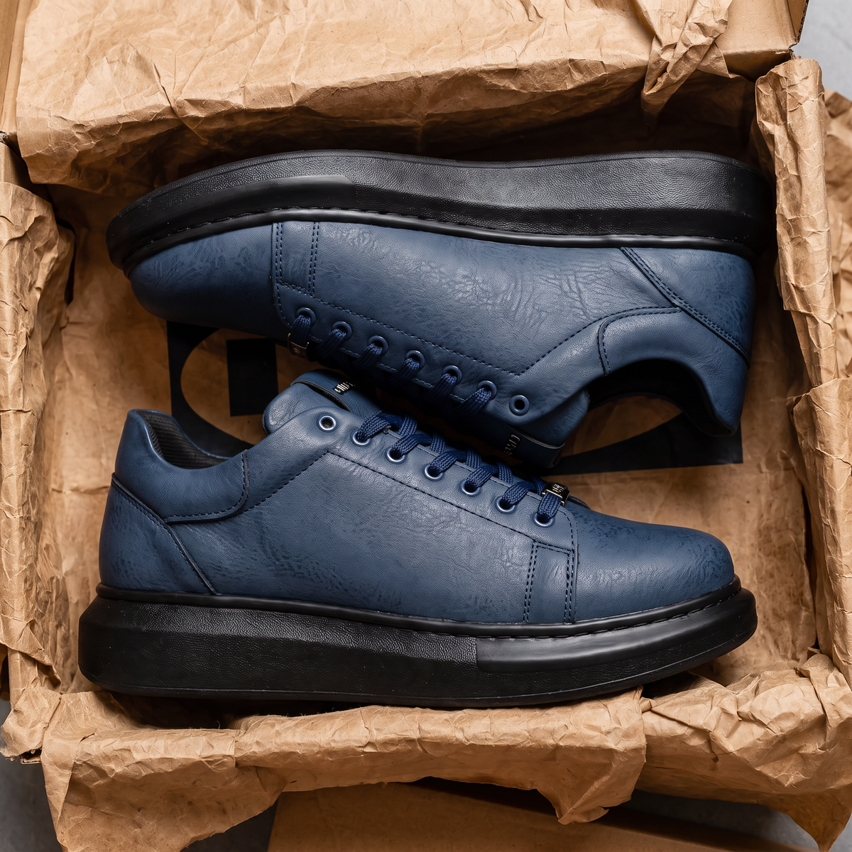 Chekich FANTASIA V2 SOLE Navy Black – vegan leather low-top platform sneaker (6/7)