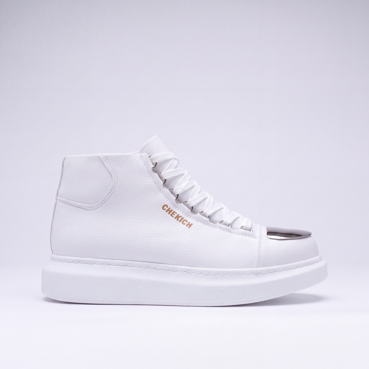 White Roma Mirror sneakers by Chekich South Africa featuring a stylish, modern design and comfortable fit.