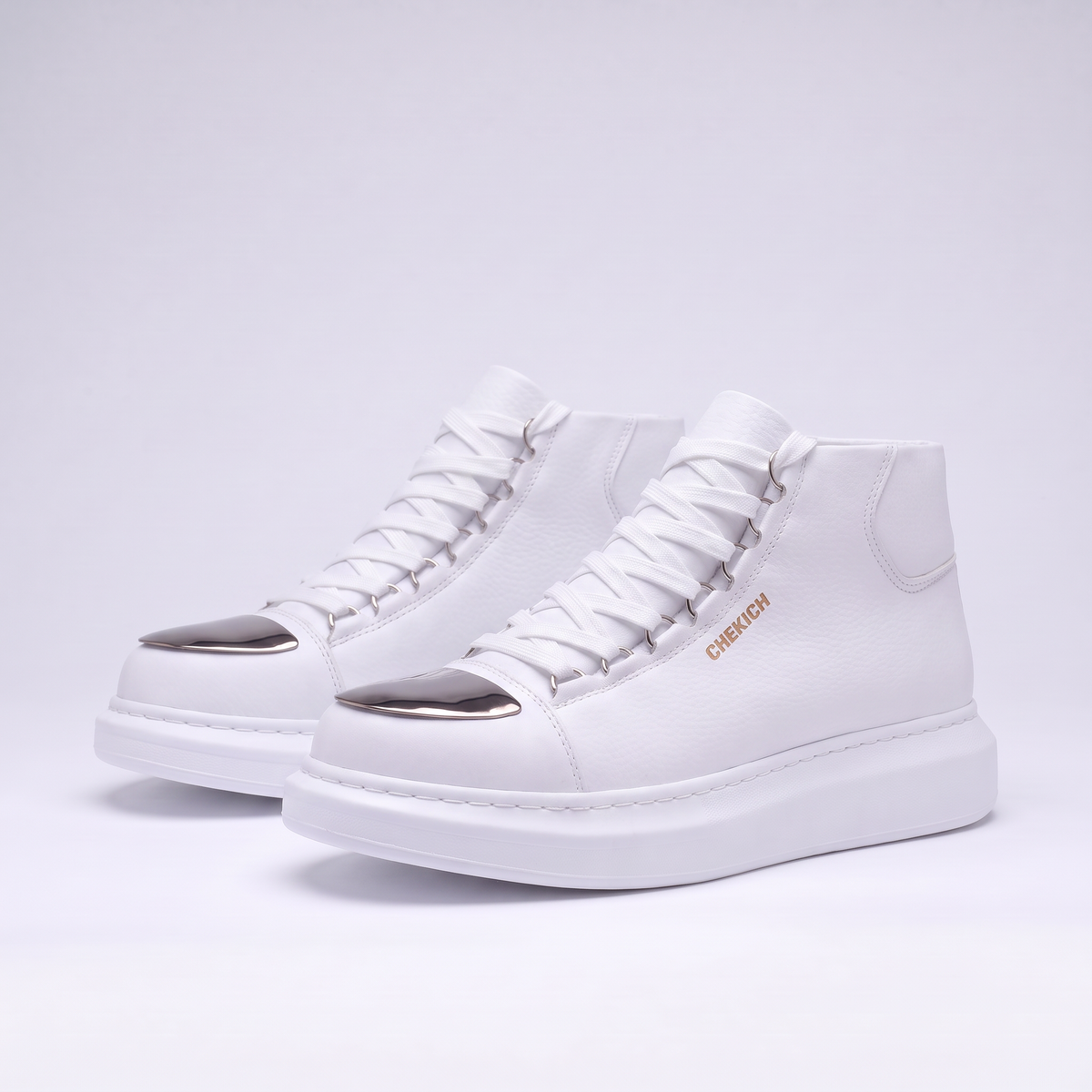 Chekich South Africa Roma Mirror white sneakers with clean design and white laces, displayed on a neutral background.