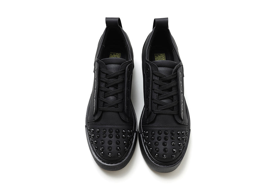 Black THORN All Black sneakers by Shopify, showcasing sleek design and durable material on a clean background.