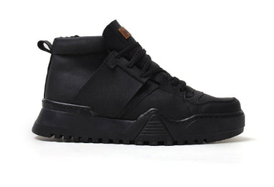 All black Ghost Line sneakers by Shopify with sleek design and modern style, displayed on a neutral background.