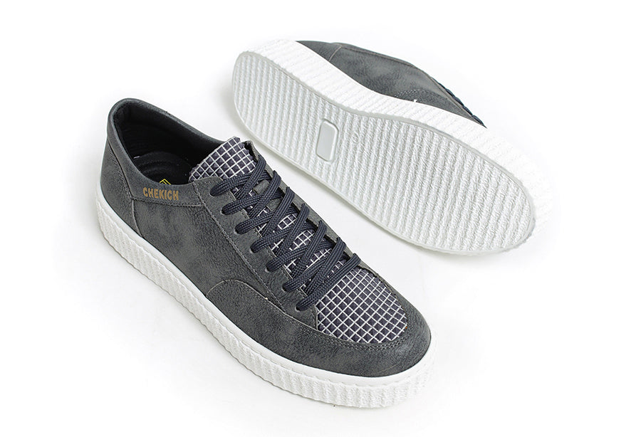 Grey Pyramid sneakers by Shopify featuring a modern design and comfortable fit, shown from a side view.