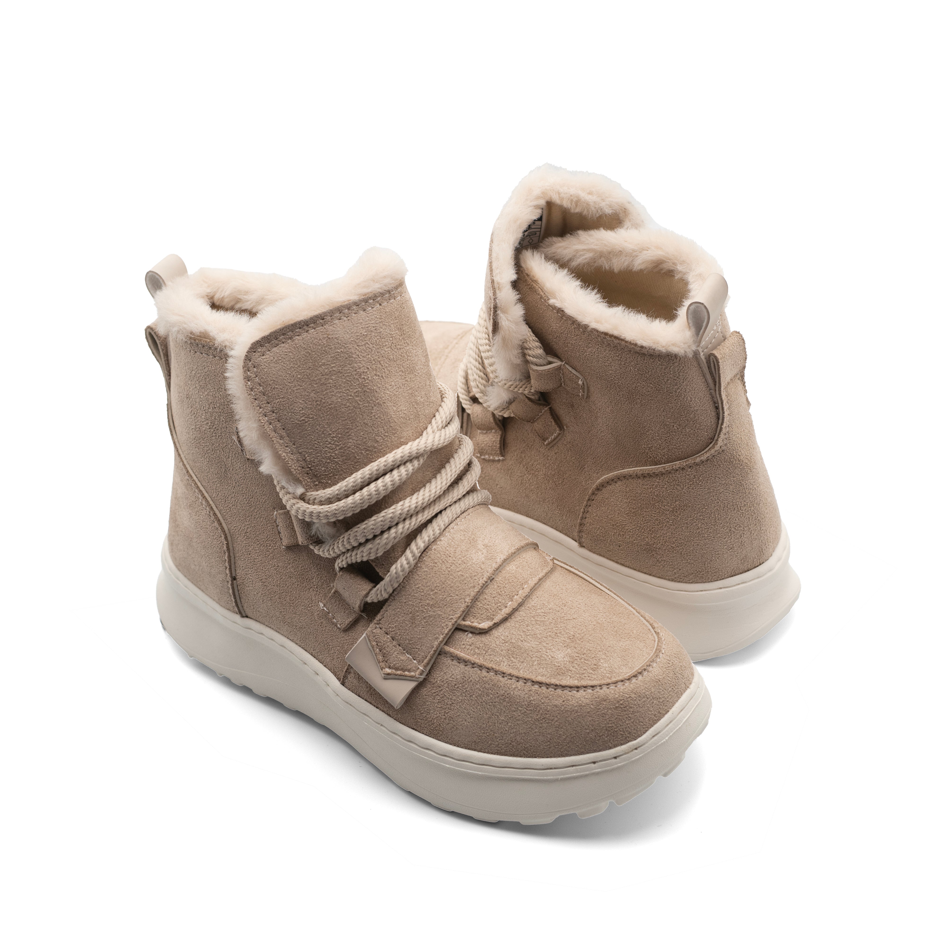 Beige Santos Sneakers by Shopify with white soles and breathable fabric, casual footwear for everyday wear.