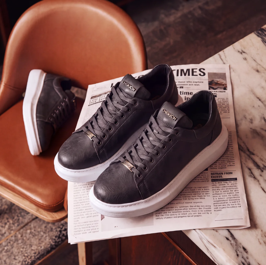 Chekich FANTASIA V2 Grey White – vegan leather low-top platform sneaker (5/7)