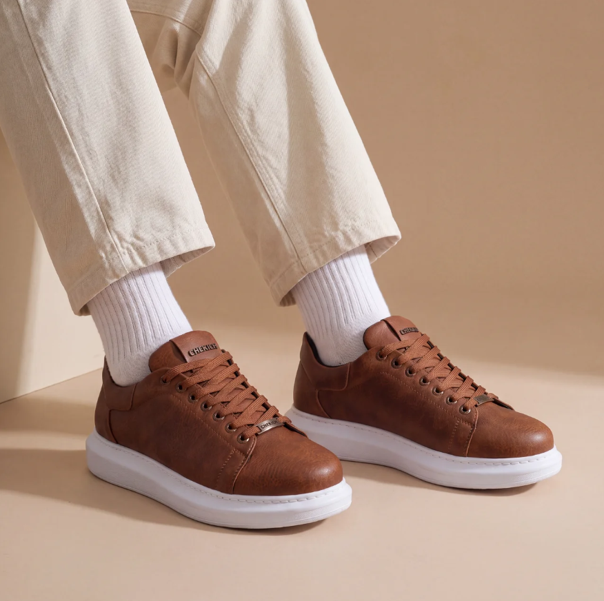 Chekich FANTASIA V2 Brown White – vegan leather low-top platform sneaker (7/7)
