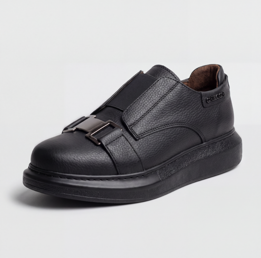 Black Chekich South Africa VIP V2 sneakers displayed on a flat surface, showcasing their sleek all-black design and modern sneaker style.