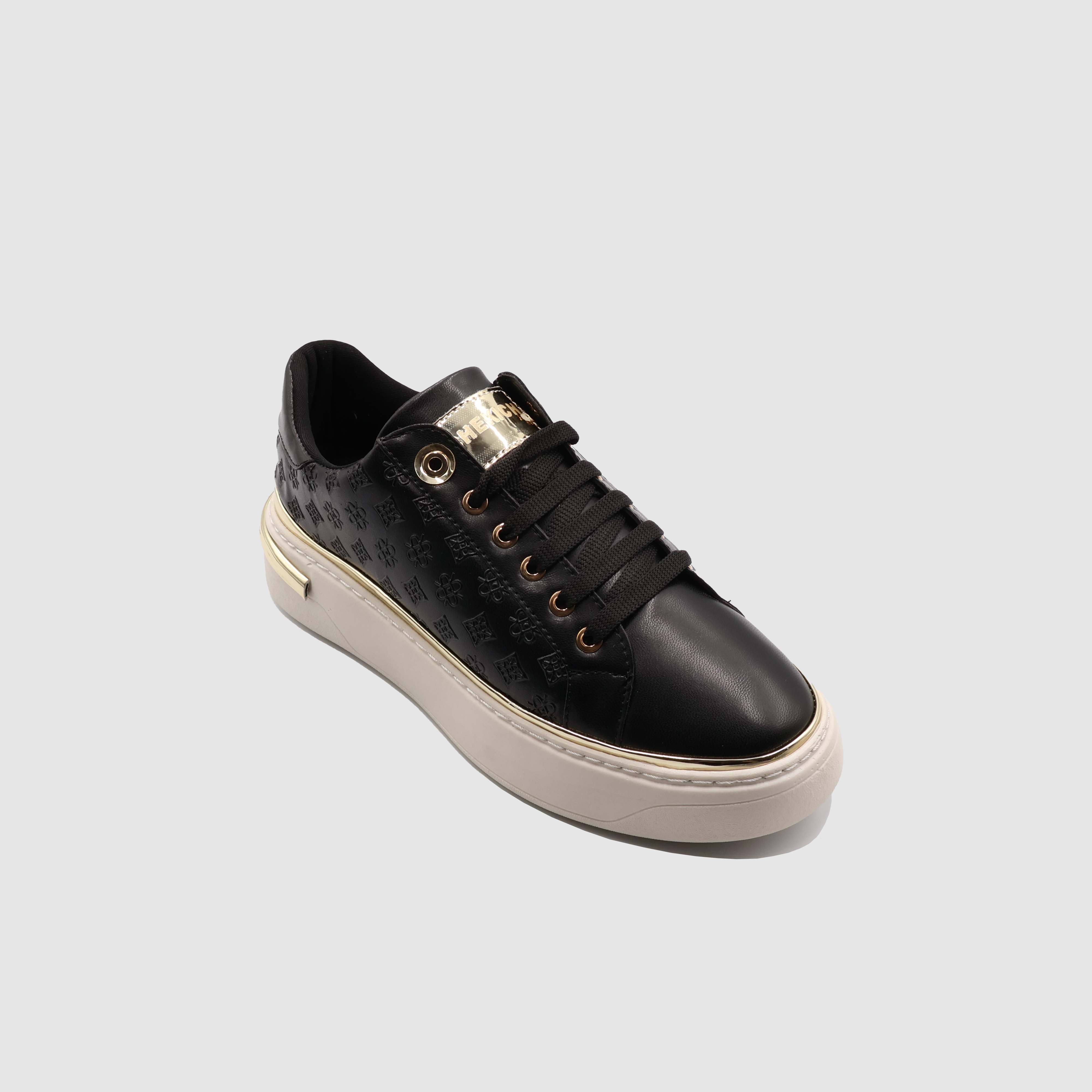 Shopify Soon Black sneakers featuring sleek black design and comfortable athletic style for casual wear.