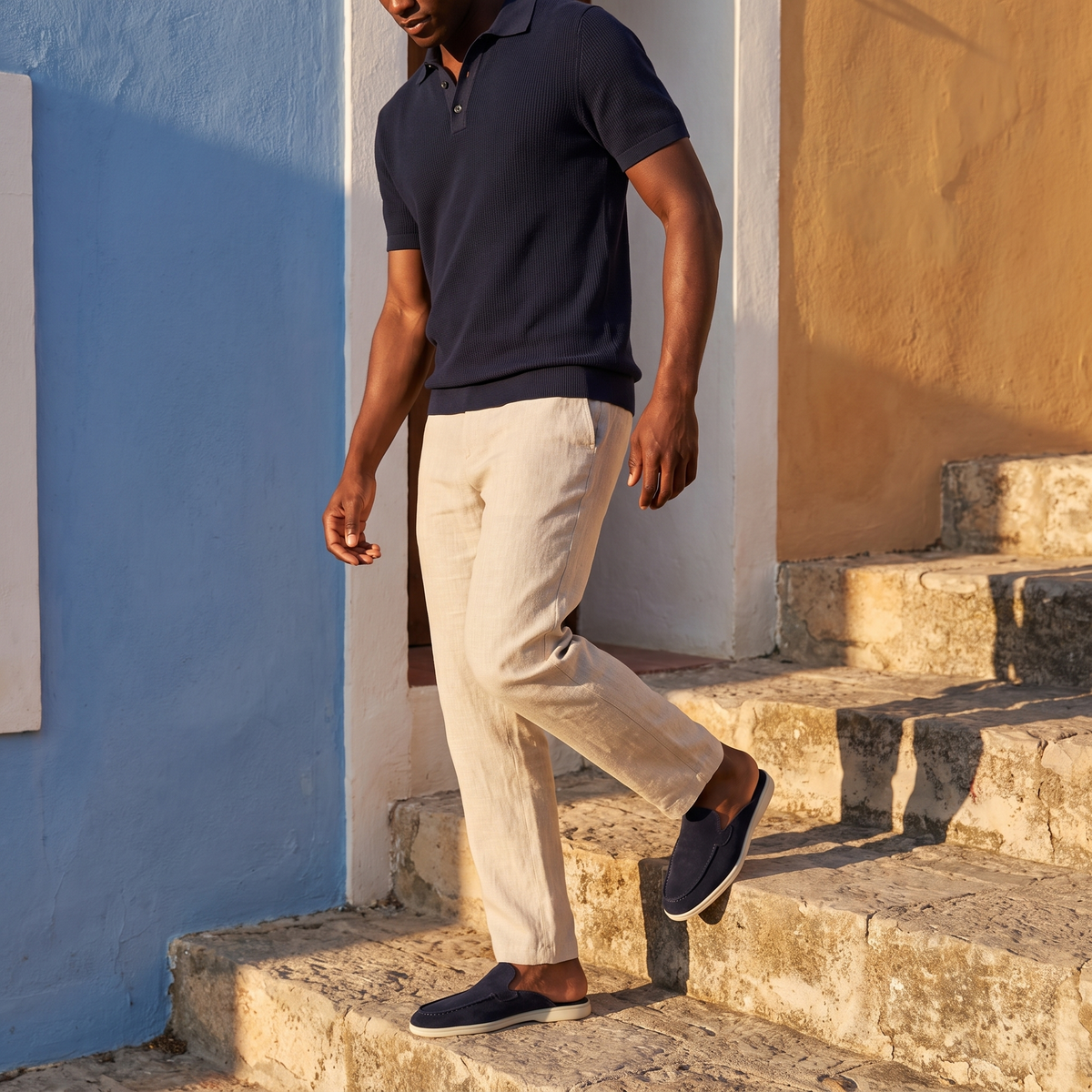 Chekich South Africa Clifton Mule in navy with a sleek slip-on design and open back, stylish footwear for casual wear.