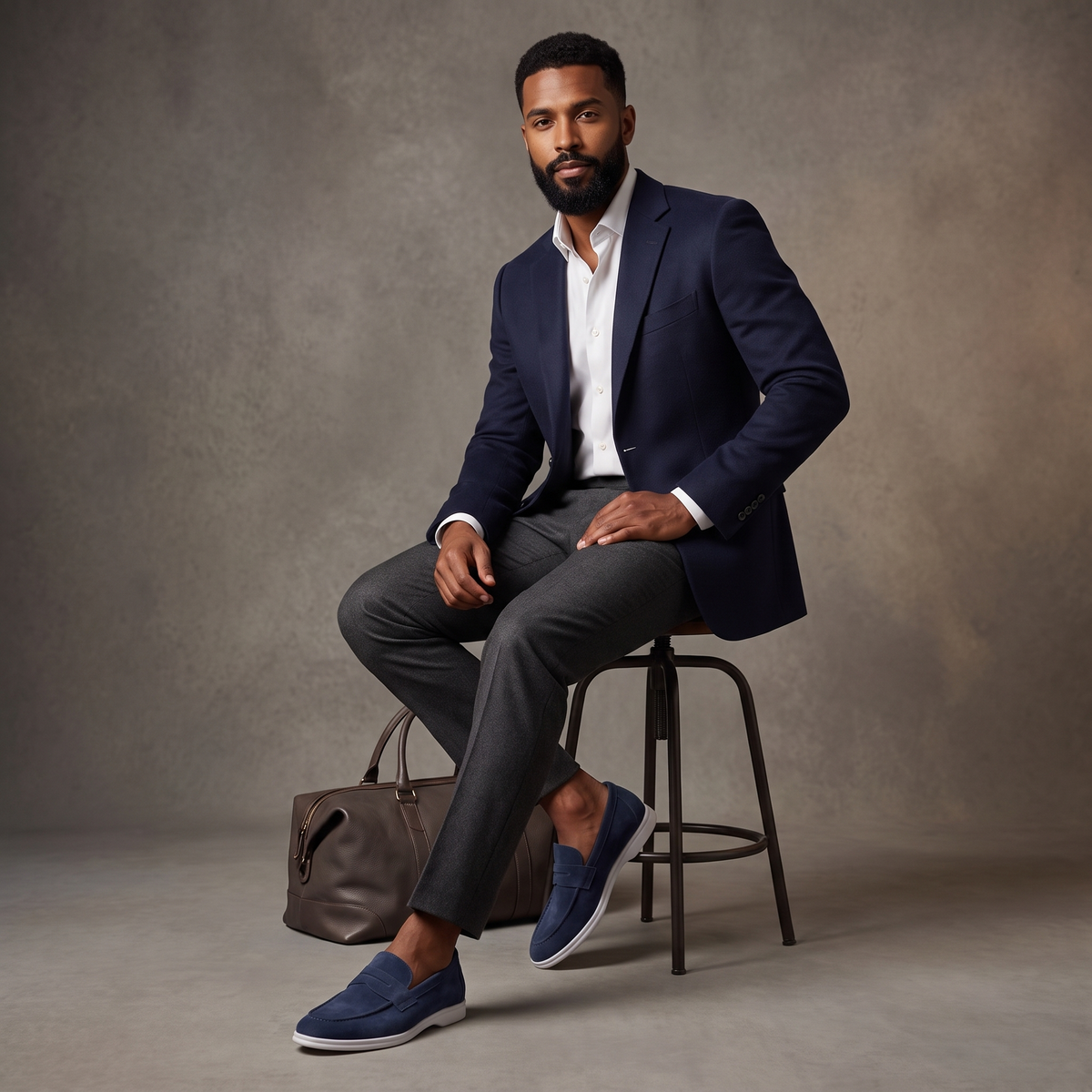 Chekich South Africa Clifton Navy sneaker showing navy fabric upper and white sole, casual athletic footwear style.
