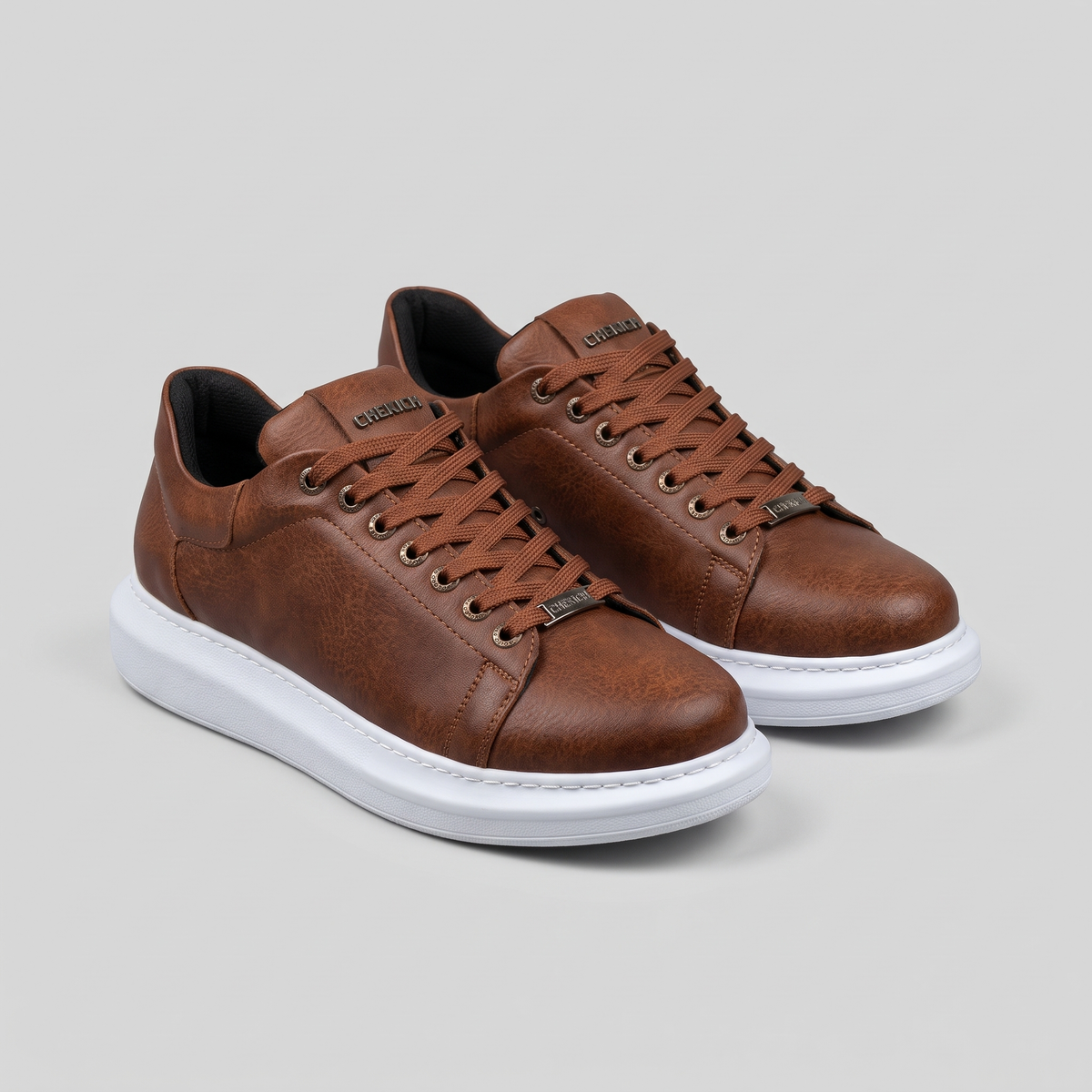 Chekich FANTASIA V2 Brown White – vegan leather low-top platform sneaker (4/7)