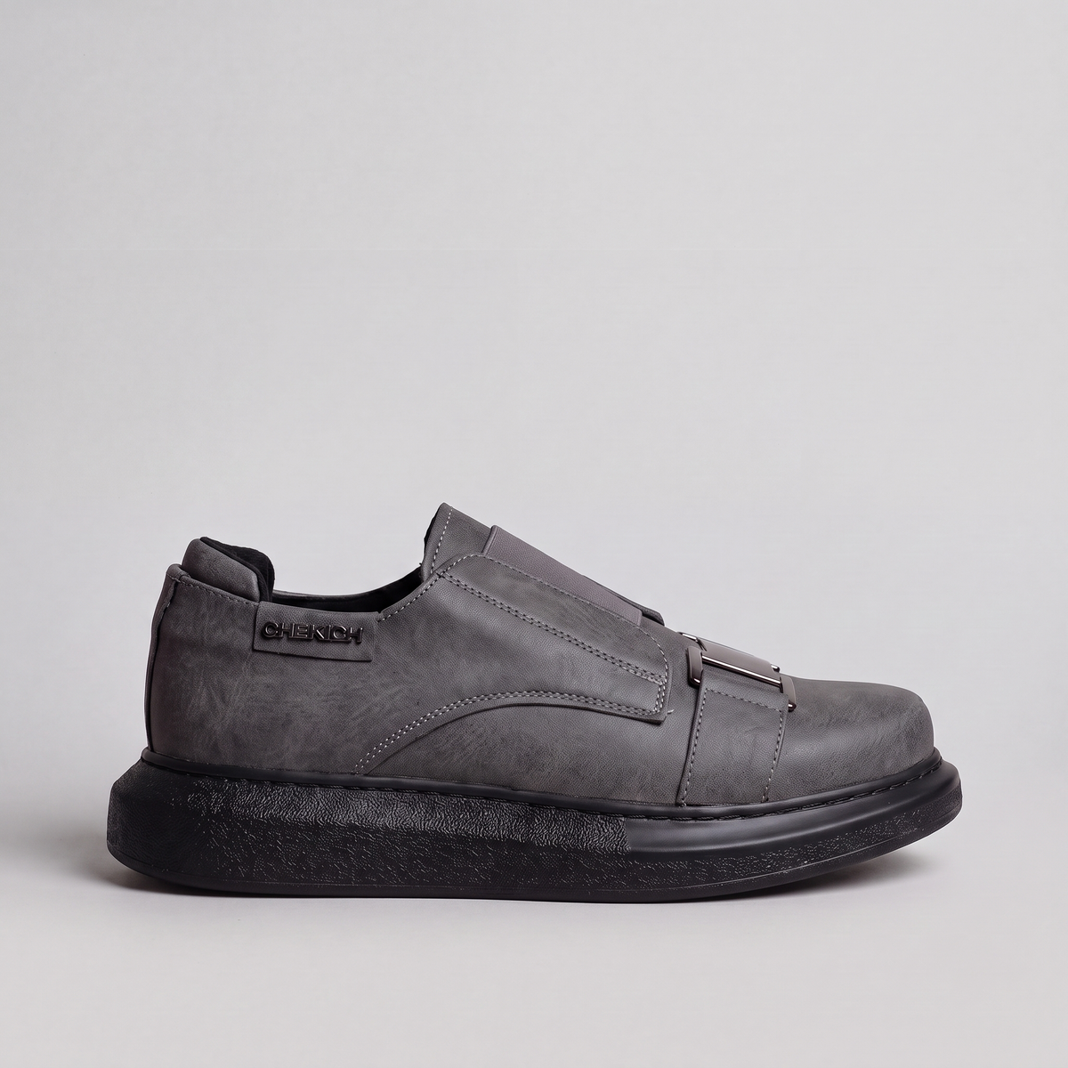 Chekich South Africa VIP V2 Grey Black sneaker showing side view with black and grey color accents