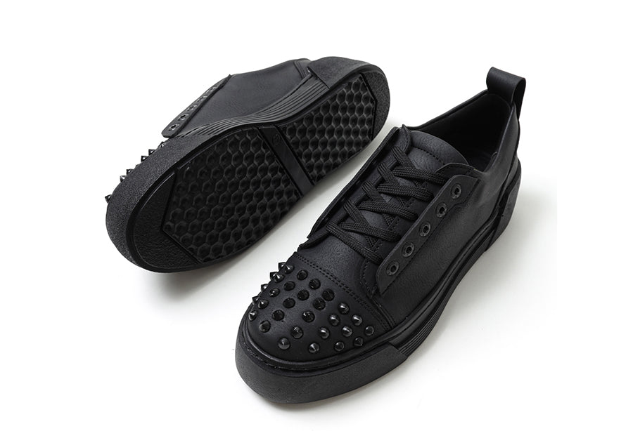 Black THORN Sneakers by Shopify with sleek design, featuring black laces and a modern athletic silhouette.